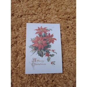 UNUSED Postcard Poinsettias A Merry Christmas Current, INC.
